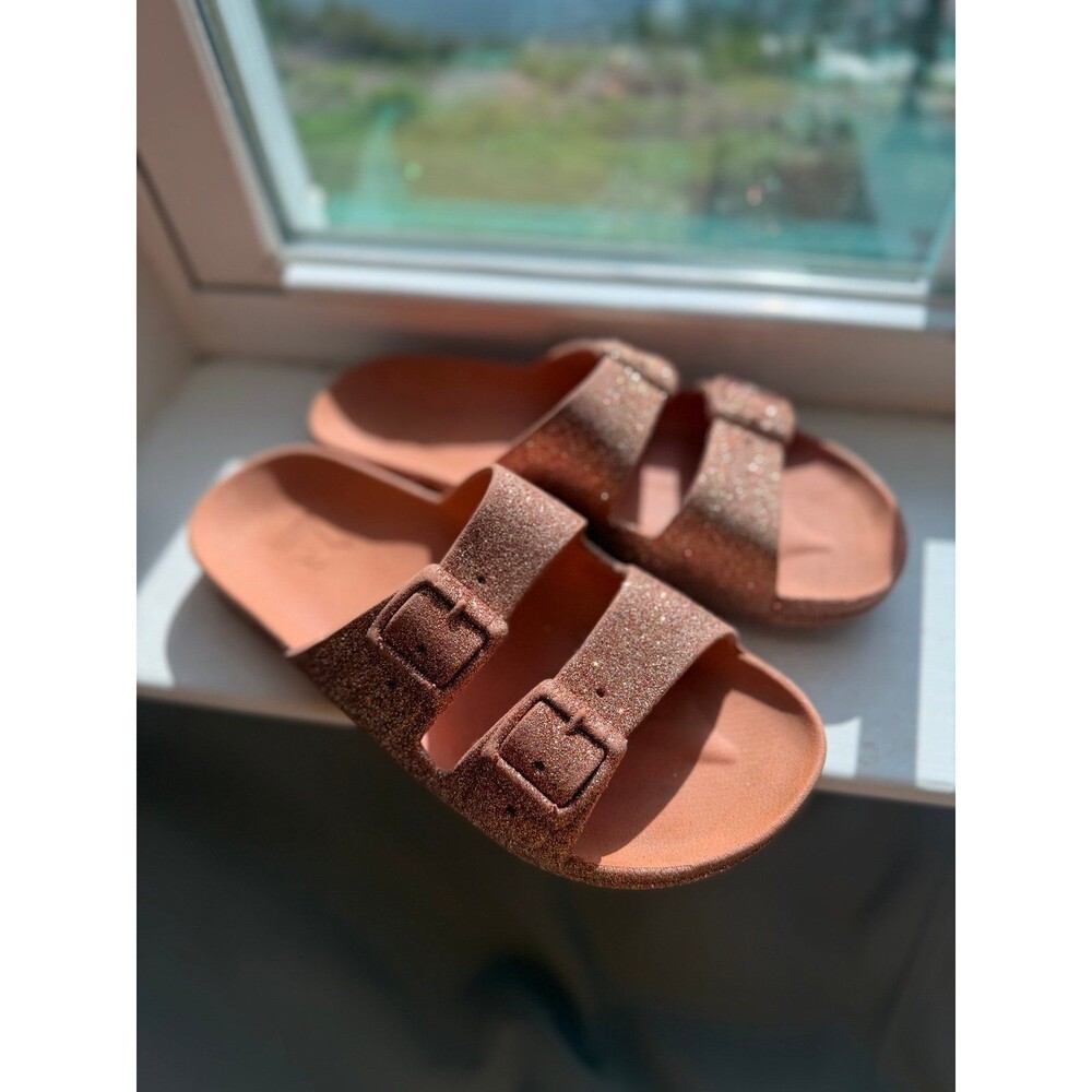 Cacatoes Transcoso Burnt Orange Sparkly Scented Slide Sandals Women’s Size 7
